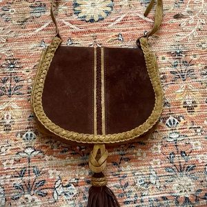 Beautiful Nordstrom Crossbody bag brown suede with paisley interior!